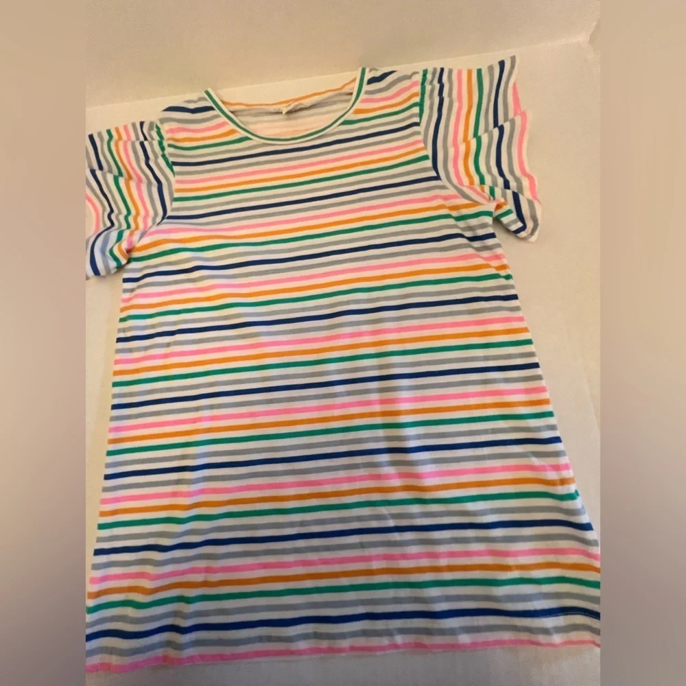 J CREW CREW CUTS RUFFLE-SLEEVE T-SHIRT IN STRIPES. SIZE GIRLS XL